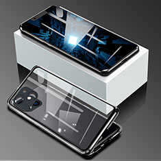 Funda Bumper Lujo Marco de Aluminio Espejo 360 Grados Carcasa M09 para Apple iPhone 13 Negro
