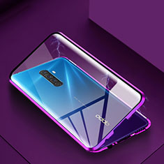 Funda Bumper Lujo Marco de Aluminio Espejo 360 Grados Carcasa M09 para Oppo Reno Ace Morado