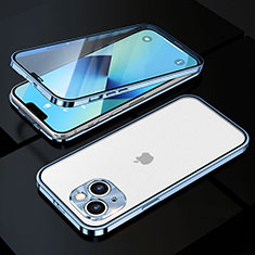 Funda Bumper Lujo Marco de Aluminio Espejo 360 Grados Carcasa M10 para Apple iPhone 14 Plus Azul