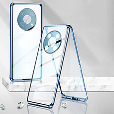 Funda Bumper Lujo Marco de Aluminio Espejo 360 Grados Carcasa P01 para Huawei Enjoy 50 Pro Azul