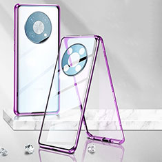 Funda Bumper Lujo Marco de Aluminio Espejo 360 Grados Carcasa P01 para Huawei Enjoy 50 Pro Morado