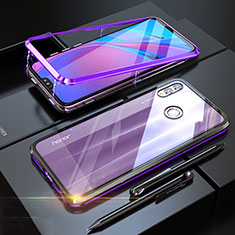 Funda Bumper Lujo Marco de Aluminio Espejo 360 Grados Carcasa P01 para Huawei Honor 8X Morado