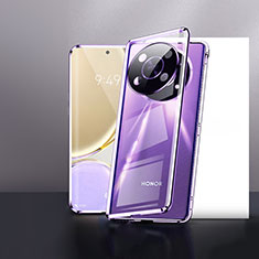 Funda Bumper Lujo Marco de Aluminio Espejo 360 Grados Carcasa P01 para Huawei Honor X9 5G Morado