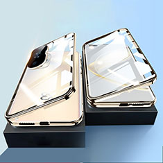 Funda Bumper Lujo Marco de Aluminio Espejo 360 Grados Carcasa P01 para Huawei Nova 11 Ultra Oro