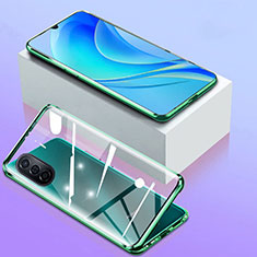 Funda Bumper Lujo Marco de Aluminio Espejo 360 Grados Carcasa P01 para Huawei Nova Y70 Verde