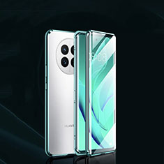 Funda Bumper Lujo Marco de Aluminio Espejo 360 Grados Carcasa P01 para Huawei Nova Y91 Verde