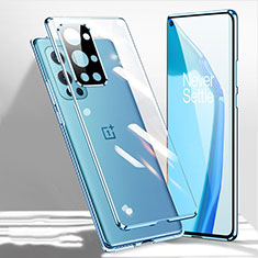 Funda Bumper Lujo Marco de Aluminio Espejo 360 Grados Carcasa P01 para OnePlus 9R 5G Azul