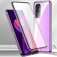 Funda Bumper Lujo Marco de Aluminio Espejo 360 Grados Carcasa P01 para OnePlus 9RT 5G Morado