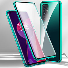 Funda Bumper Lujo Marco de Aluminio Espejo 360 Grados Carcasa P01 para OnePlus 9RT 5G Verde