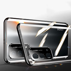 Funda Bumper Lujo Marco de Aluminio Espejo 360 Grados Carcasa P01 para Oppo A54 5G Negro