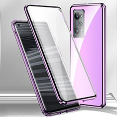 Funda Bumper Lujo Marco de Aluminio Espejo 360 Grados Carcasa P01 para Oppo K10 Pro 5G Morado