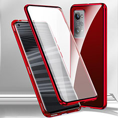 Funda Bumper Lujo Marco de Aluminio Espejo 360 Grados Carcasa P01 para Oppo K10 Pro 5G Rojo