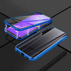 Funda Bumper Lujo Marco de Aluminio Espejo 360 Grados Carcasa P01 para Vivo iQOO U1 Azul