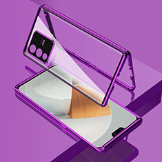 Funda Bumper Lujo Marco de Aluminio Espejo 360 Grados Carcasa P01 para Vivo V23 Pro 5G Morado