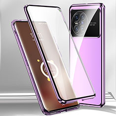 Funda Bumper Lujo Marco de Aluminio Espejo 360 Grados Carcasa P01 para Vivo X Note Morado