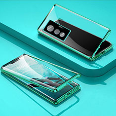 Funda Bumper Lujo Marco de Aluminio Espejo 360 Grados Carcasa P01 para Vivo X70 5G Verde