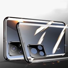 Funda Bumper Lujo Marco de Aluminio Espejo 360 Grados Carcasa P01 para Vivo Y31s 5G Negro