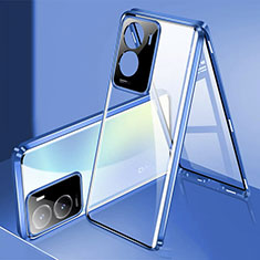 Funda Bumper Lujo Marco de Aluminio Espejo 360 Grados Carcasa P01 para Vivo Y35 5G Azul