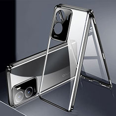 Funda Bumper Lujo Marco de Aluminio Espejo 360 Grados Carcasa P01 para Vivo Y35 5G Negro