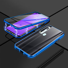 Funda Bumper Lujo Marco de Aluminio Espejo 360 Grados Carcasa P01 para Vivo Y50 Azul