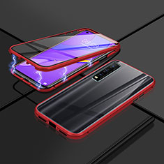 Funda Bumper Lujo Marco de Aluminio Espejo 360 Grados Carcasa P01 para Vivo Y50t Rojo