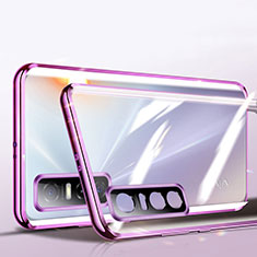 Funda Bumper Lujo Marco de Aluminio Espejo 360 Grados Carcasa P01 para Vivo Y73s 5G Morado