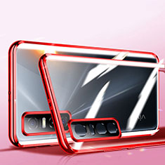 Funda Bumper Lujo Marco de Aluminio Espejo 360 Grados Carcasa P01 para Vivo Y73s 5G Rojo