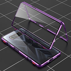 Funda Bumper Lujo Marco de Aluminio Espejo 360 Grados Carcasa P01 para Xiaomi Black Shark 4S 5G Morado