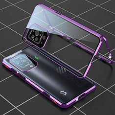 Funda Bumper Lujo Marco de Aluminio Espejo 360 Grados Carcasa P01 para Xiaomi Black Shark 5 5G Morado