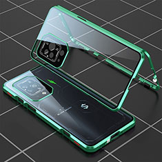 Funda Bumper Lujo Marco de Aluminio Espejo 360 Grados Carcasa P01 para Xiaomi Black Shark 5 Pro 5G Verde