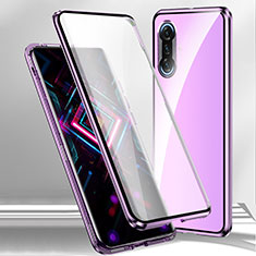 Funda Bumper Lujo Marco de Aluminio Espejo 360 Grados Carcasa P01 para Xiaomi Poco F3 GT 5G Morado