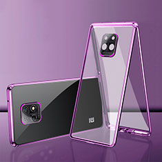 Funda Bumper Lujo Marco de Aluminio Espejo 360 Grados Carcasa P01 para Xiaomi Redmi 10X Pro 5G Morado