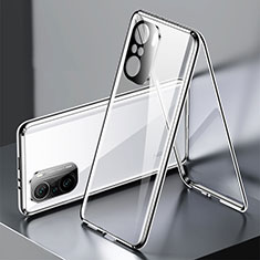 Funda Bumper Lujo Marco de Aluminio Espejo 360 Grados Carcasa P01 para Xiaomi Redmi K40 5G Plata