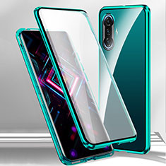 Funda Bumper Lujo Marco de Aluminio Espejo 360 Grados Carcasa P01 para Xiaomi Redmi K40 Gaming 5G Verde