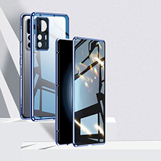 Funda Bumper Lujo Marco de Aluminio Espejo 360 Grados Carcasa P01 para Xiaomi Redmi K50 Ultra 5G Azul