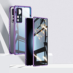 Funda Bumper Lujo Marco de Aluminio Espejo 360 Grados Carcasa P01 para Xiaomi Redmi K50 Ultra 5G Morado