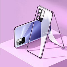 Funda Bumper Lujo Marco de Aluminio Espejo 360 Grados Carcasa P01 para Xiaomi Redmi Note 10 5G Morado