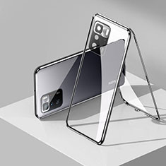 Funda Bumper Lujo Marco de Aluminio Espejo 360 Grados Carcasa P01 para Xiaomi Redmi Note 10 Pro 5G Negro