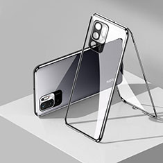 Funda Bumper Lujo Marco de Aluminio Espejo 360 Grados Carcasa P01 para Xiaomi Redmi Note 11 SE 5G Negro