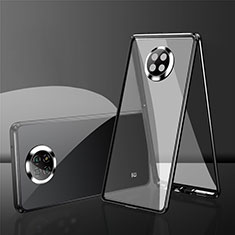 Funda Bumper Lujo Marco de Aluminio Espejo 360 Grados Carcasa P01 para Xiaomi Redmi Note 9 5G Negro