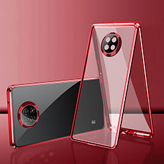 Funda Bumper Lujo Marco de Aluminio Espejo 360 Grados Carcasa P01 para Xiaomi Redmi Note 9T 5G Rojo