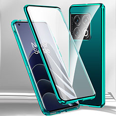 Funda Bumper Lujo Marco de Aluminio Espejo 360 Grados Carcasa P02 para OnePlus 11 5G Verde