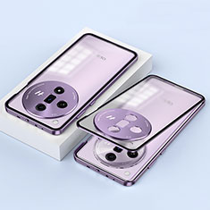 Funda Bumper Lujo Marco de Aluminio Espejo 360 Grados Carcasa P02 para Oppo Find X7 5G Morado