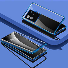 Funda Bumper Lujo Marco de Aluminio Espejo 360 Grados Carcasa P02 para Vivo iQOO Neo6 SE 5G Azul