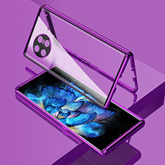 Funda Bumper Lujo Marco de Aluminio Espejo 360 Grados Carcasa P02 para Vivo X Note Morado