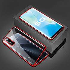 Funda Bumper Lujo Marco de Aluminio Espejo 360 Grados Carcasa P02 para Vivo Y73s 5G Rojo