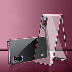 Funda Bumper Lujo Marco de Aluminio Espejo 360 Grados Carcasa P02 para Xiaomi Poco F3 GT 5G Oro Rosa