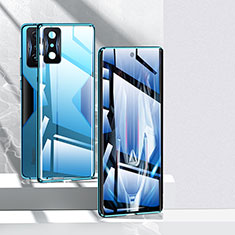 Funda Bumper Lujo Marco de Aluminio Espejo 360 Grados Carcasa P02 para Xiaomi Poco F4 GT 5G Azul