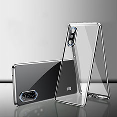 Funda Bumper Lujo Marco de Aluminio Espejo 360 Grados Carcasa P02 para Xiaomi Redmi K40 Gaming 5G Plata