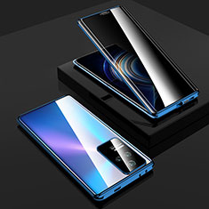 Funda Bumper Lujo Marco de Aluminio Espejo 360 Grados Carcasa P02 para Xiaomi Redmi K50 Pro 5G Azul